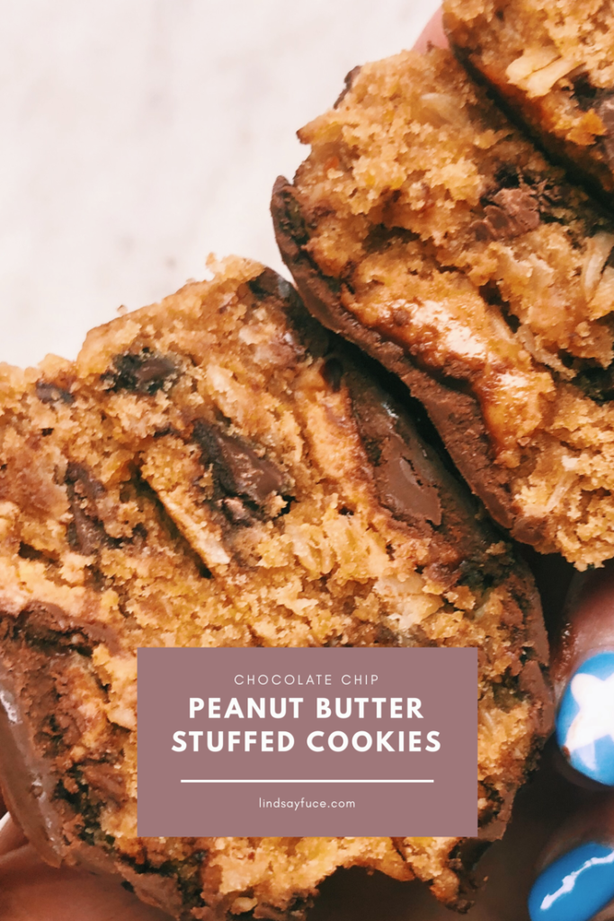 Chocolate Chip Peanut Butter Stuffed Cookies