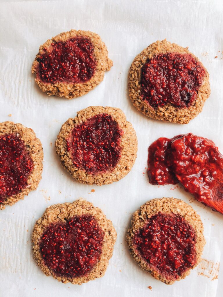 Cashew Butter Raspberry Jam Cookies